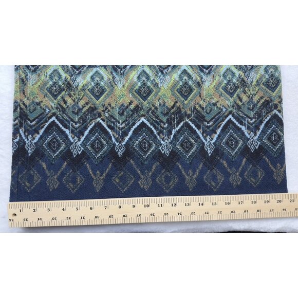 J Jill Skirt Womens Medium Midi  Blue Green Aztec Pencil Straight Ponte Stretch - Picture 3 of 6